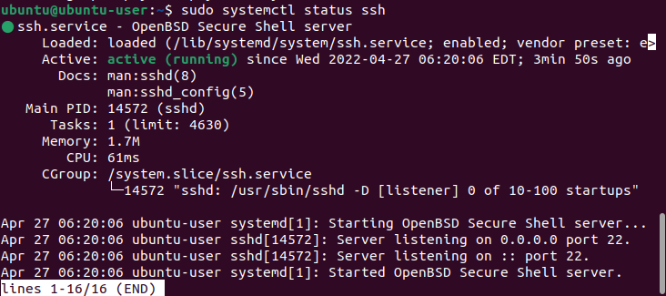 статус OpenSSH статус OpenSSH