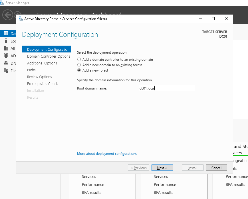 Deployment configuration